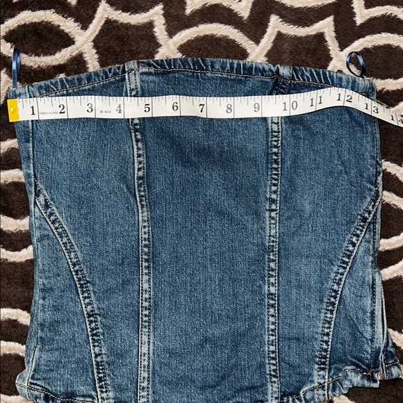 Zara Denim Cropped Corset Top Size Small - Picture 5 of 9
